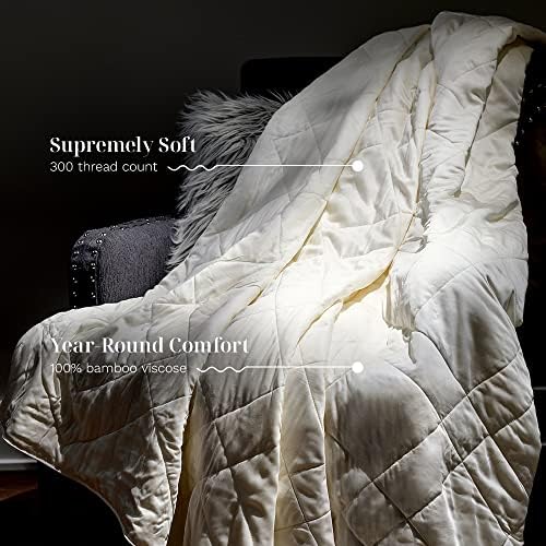 LUXOME Ivory Blanket - 86x92 Inch Thermal Regulating