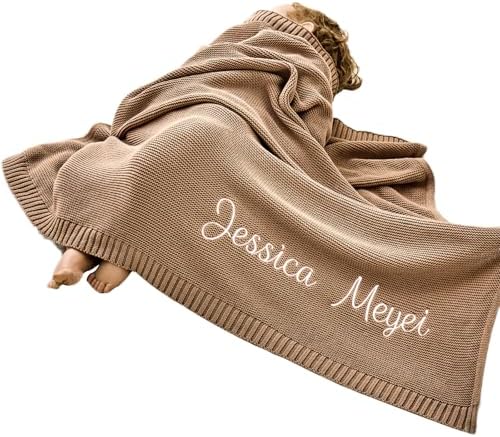Personalized Custom Embroidered Chunky Knit Baby Blanket 40x30 Inch
