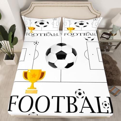 Castle Fairy Soccer Fitted Sheet Set Twin Size with Pillowcase