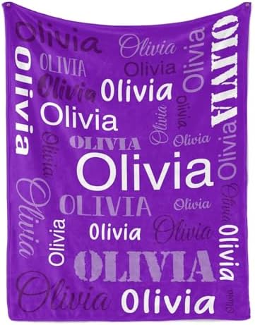 Custom Name Blanket for Kids Adults - Purple