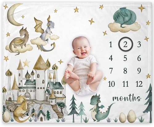 Yuzioey Dragon Milestone Blanket for Baby Growth Tracking