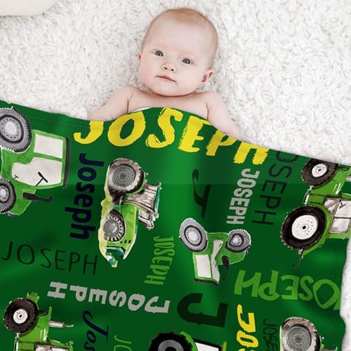 Personalized Tractor Blanket - Custom Name for Kids