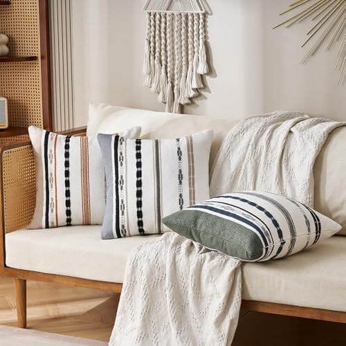 Wosendy Boho Chenille Throw Pillow Covers Set of 2 18x18 Inch