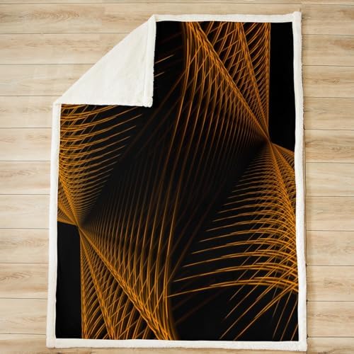 Feelyou Orange Black Fleece Throw Blanket for Kids