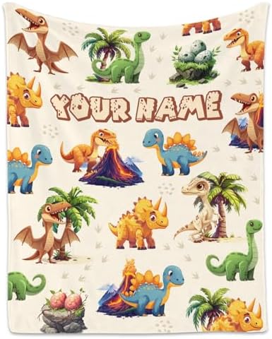 CUSPCOD 30x40 Flannel Dinosaur Throw Blanket for Kids