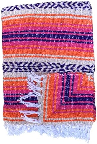 Del Mex Authentic Woven Falsa Blanket 75x50 PinkOrange