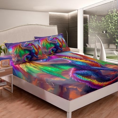 Castle Fairy Western Dragon Twin Sheet Set with Pillowcase