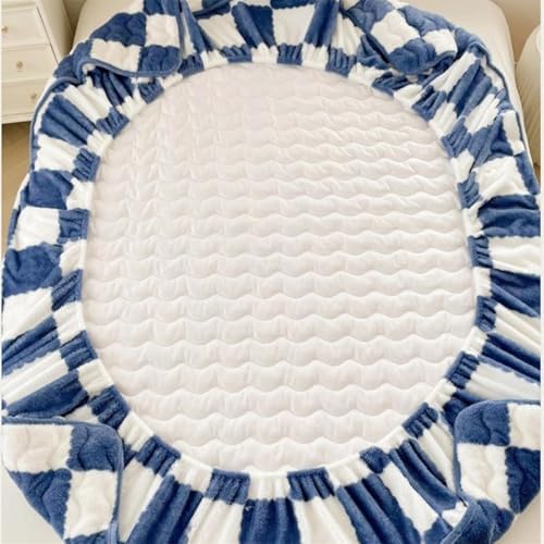 Milk Velvet Checkered Mattress Cover Twin Queen 354 x 787IN