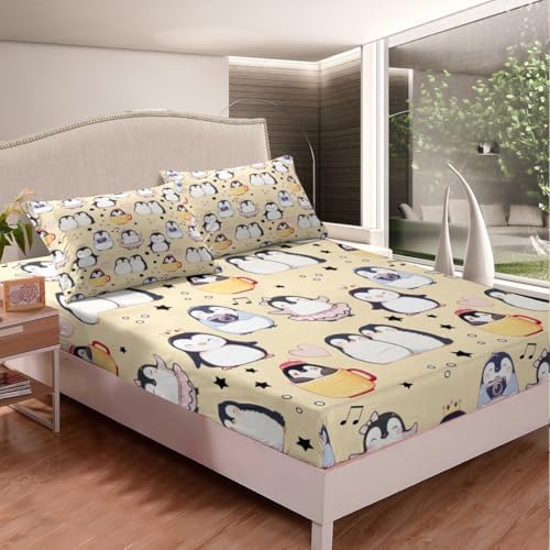 Kawaii Penguin Fitted Sheet Twin Size Set