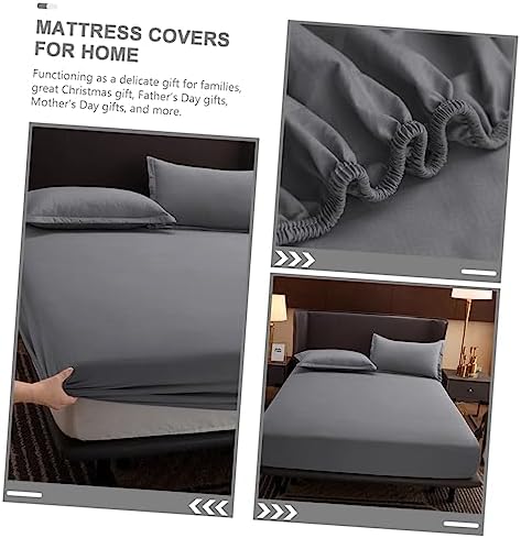 CIYODO Anti-Slip Cotton Mattress Protector Fitted Sheet Grey