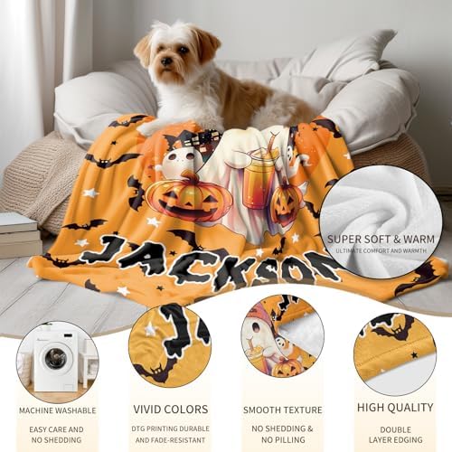 Custom Halloween Blanket with Name - Personalized Baby Throw