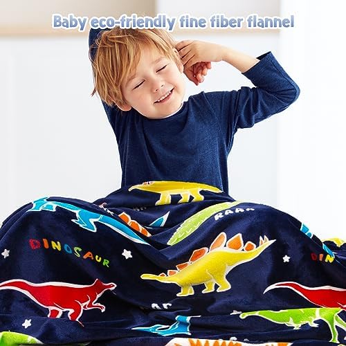 Jekeno Dinosaur Glow in the Dark Throw Blanket