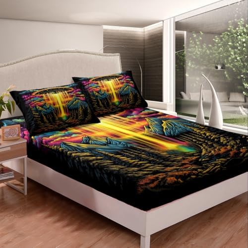 Homewish Spacecraft Fitted Sheet Twin Set with Pillowcase