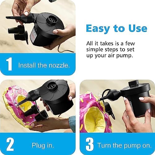 Motorenbau 3-NOZZLE Air Pump for Inflatable Mattresses and Cushions