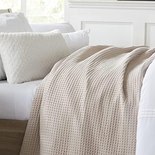 100 Cotton Waffle Weave Bed Blanket - Soft and Lightweight for All Seasons
