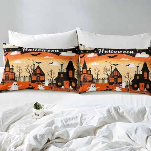 Castle Fairy Halloween Fitted Sheet Twin Set with Pillowcase