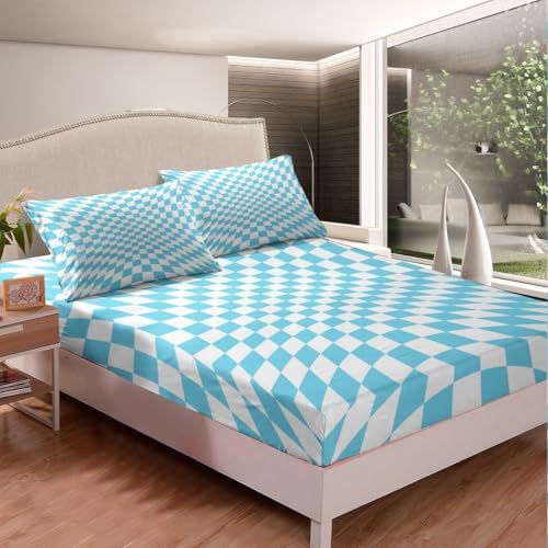Castle Fairy Abstract Grid Twin Sheet Set with Pillowcase