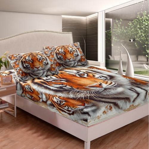 Castle Fairy 3D Tiger Fitted Sheet Set Twin Size