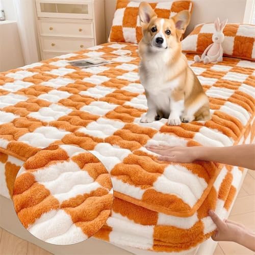 Milk Velvet Checkered Mattress Cover Twin Queen 354 x 787IN