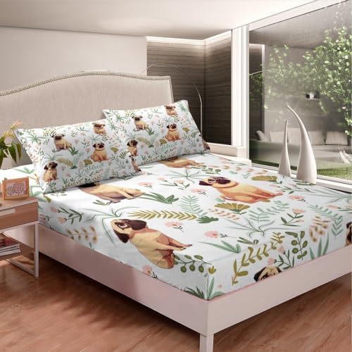 Cute Puppy Kids Fitted Sheet Twin Set with Pillowcase