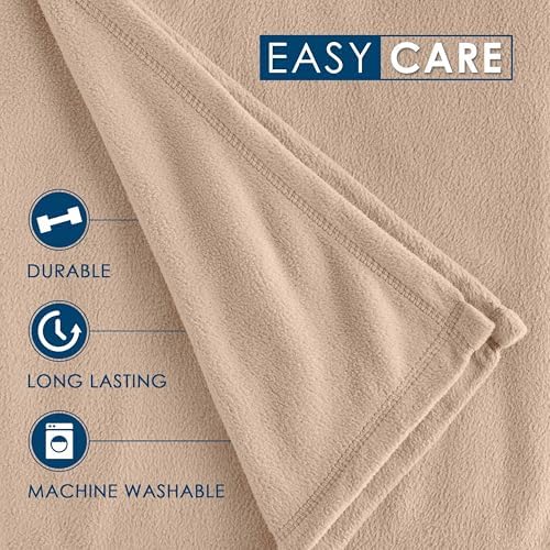 Martex Twin Fleece Throw Blanket - Beige