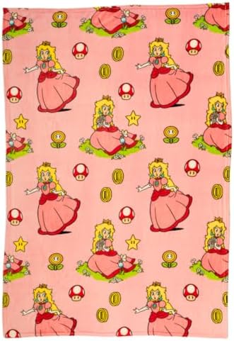 Franco Super Mario Princess Peach Soft Plush Throw