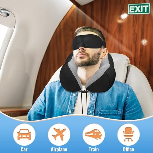 CloudBliss Travel Pillow Memory Foam Adjustable Breathable Neck Support