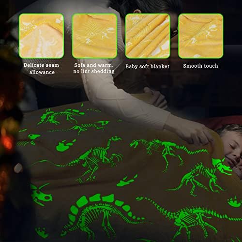 Glow in the Dark Dinosaur Throw Blanket for Kids