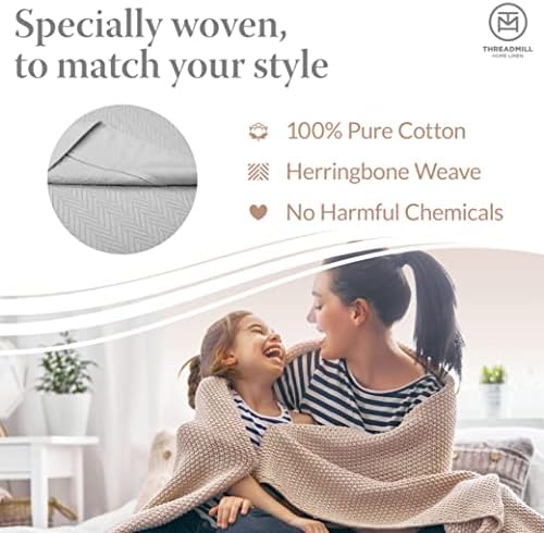 Threadmill Luxury 100 Cotton Herringbone King Blanket