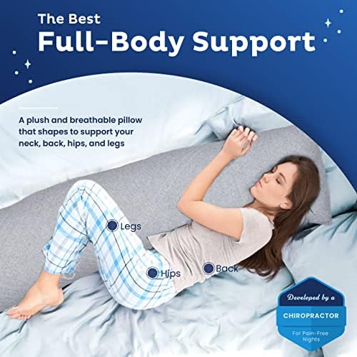 Snuggle-Pedic Body Pillow for Side Sleepers - 20x54 Light Gray