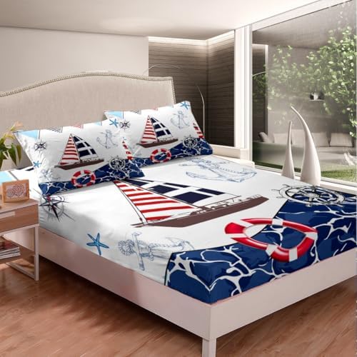 Castle Fairy Nautical Anchor Twin Fitted Sheet Set