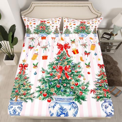 Homewish Merry Christmas Fitted Sheet Twin Set