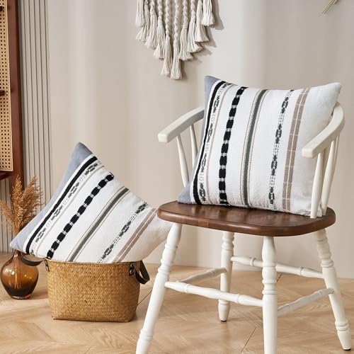 Wosendy Boho Chenille Throw Pillow Covers Set of 2 18x18 Inch