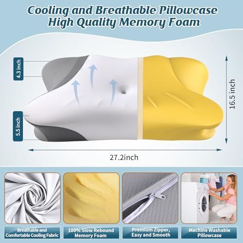 Crisgo Cervical Neck Pillow - Ergonomic Memory Foam with 2 Heights
