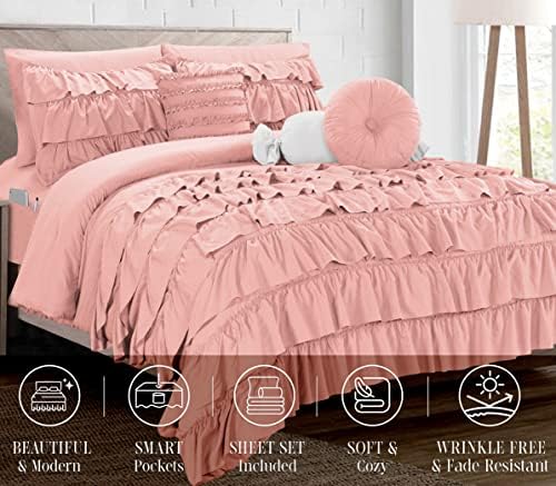 Elegant Comfort 10-Piece Bed-in-a-Bag Set Dusty Rose FullQueen