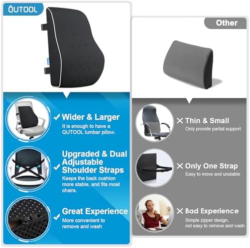 QUTOOL Lumbar Support Pillow for Office Chair and Car
