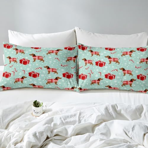 Homewish Cute Dachshund Fitted Sheet Set Twin Size
