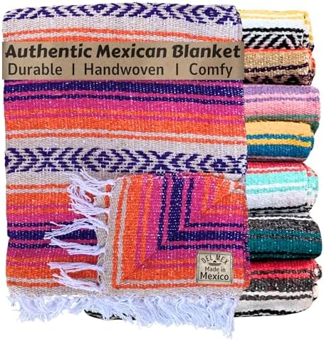 Del Mex Authentic Woven Falsa Blanket 75x50 PinkOrange