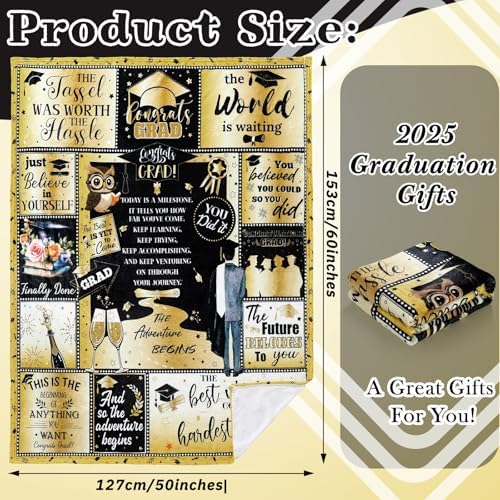 Tranqun Graduation Blanket - Black and Gold