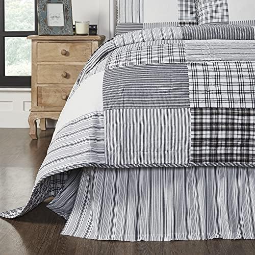 VHC Brands Sawyer Mill Striped Twin Bed Skirt Black 39x76x16 1