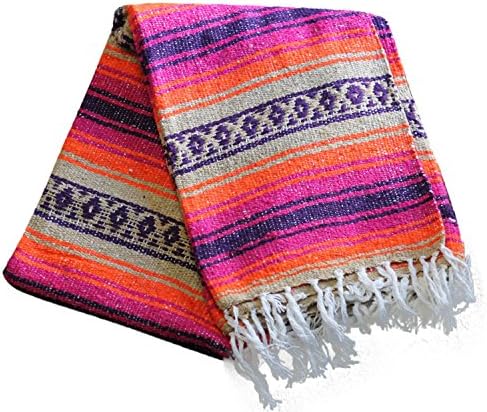 Del Mex Authentic Woven Falsa Blanket 75x50 PinkOrange