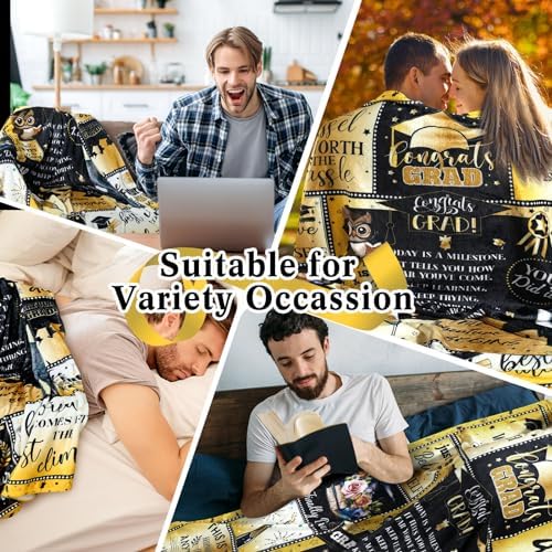 Tranqun Graduation Blanket - Black and Gold