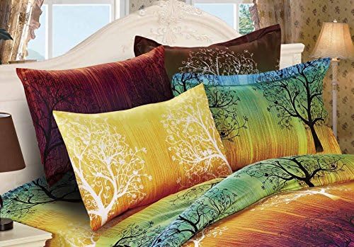 Rainbow Tree Pillow Shams with Flanges - Queen Size