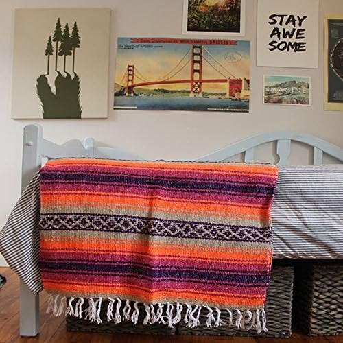 Del Mex Authentic Woven Falsa Blanket 75x50 PinkOrange