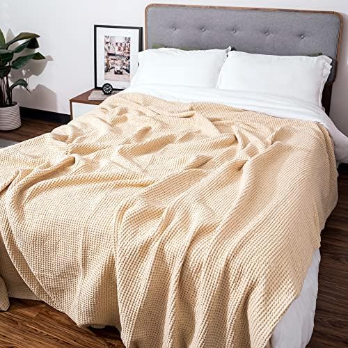 Organic Cotton Waffle Weave Queen Blanket - 92x92 Inches
