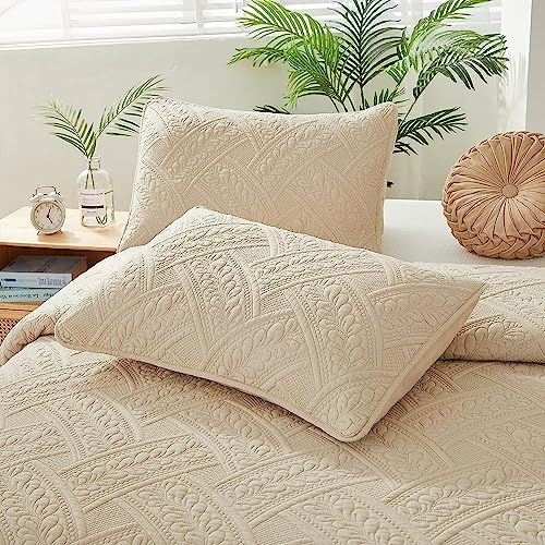 Brandream Beige Leaf Pillow Shams Set of 2