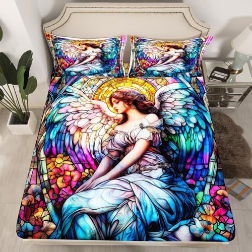 Manfei Watercolor Flower Twin Sheet Set